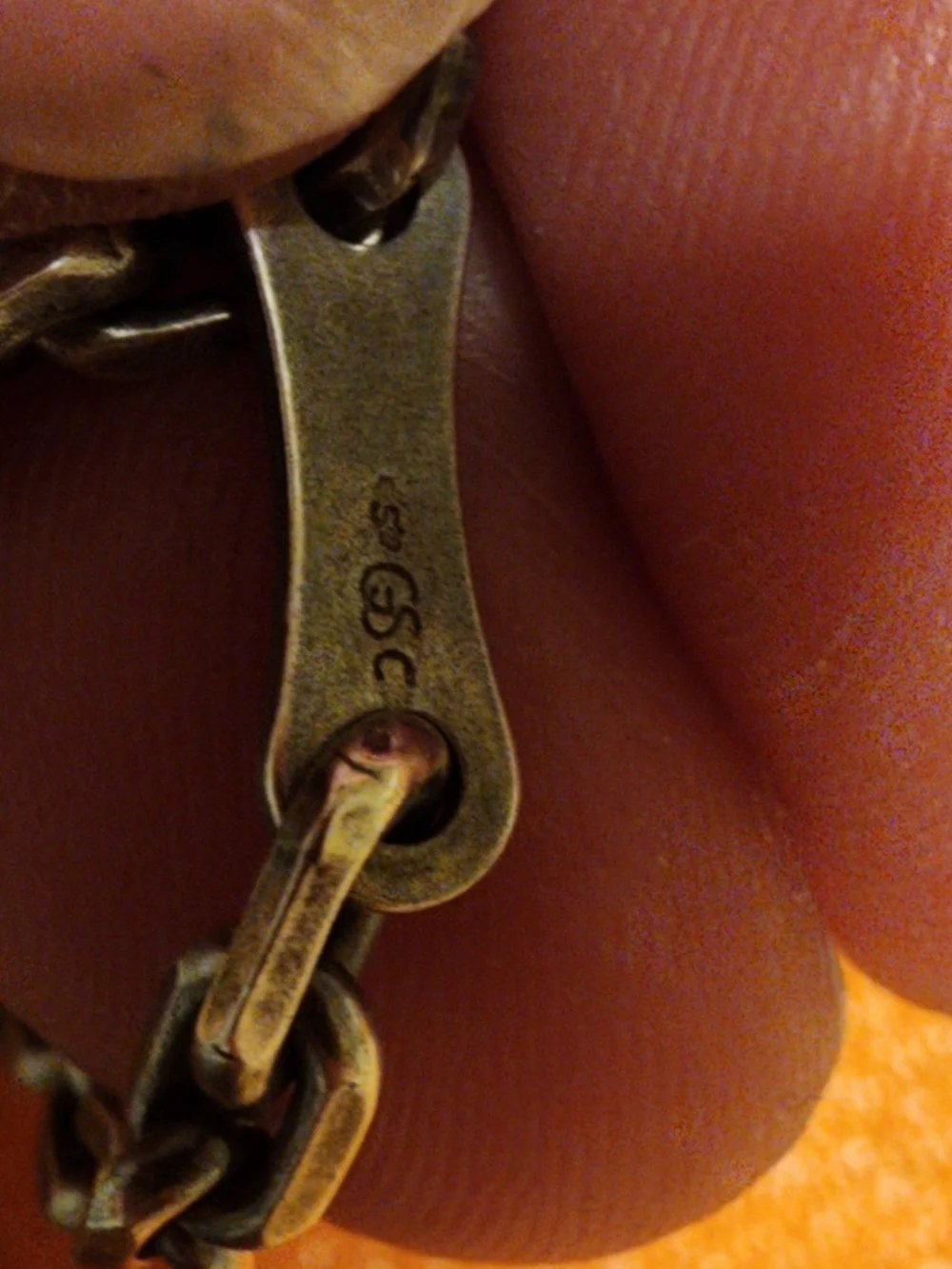 authentic Hermès orange fruit leather bag charm and keychain
